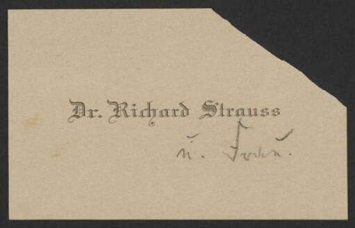 Visitenkarte mit eigenhändigem Zusatz
