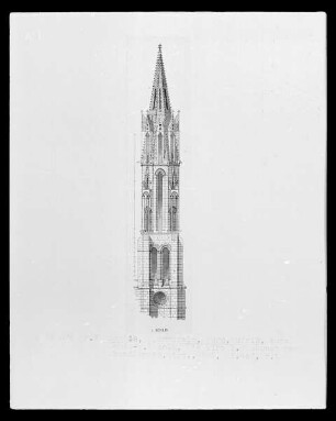 Die Kathedrale Notre-Dame in Senlis: Aufriss des Turmes