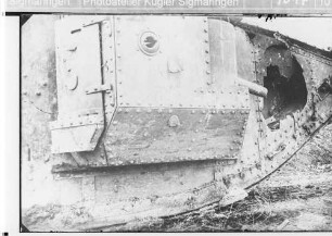 Zerstörter britischer Tank, Typ Mark, Detailansicht