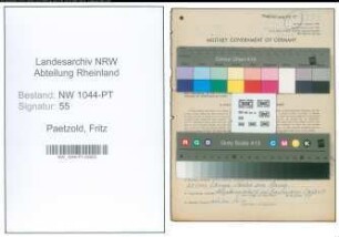 Entnazifizierung Fritz Paetzold , geb. 14.07.1895 (Postbeamter)