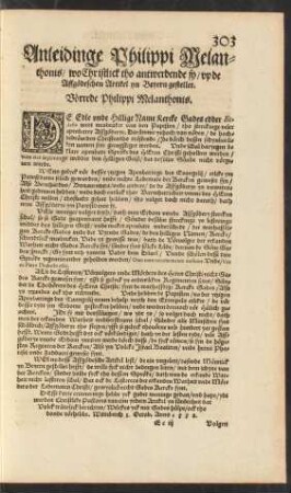 Anleidinge Philippi Melanthonis/ wo Christlick tho antwerdende sy/ up de Affgödeschen Artikel yn Beyern gestellet.