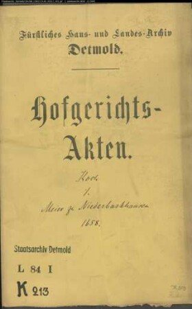 Koch, Hermanns Erben gegen Jobst Christian Meier zu Niederbarkhausen - Schuldforderung