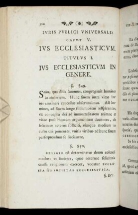 Caput V. Ius ecclesiasticum.