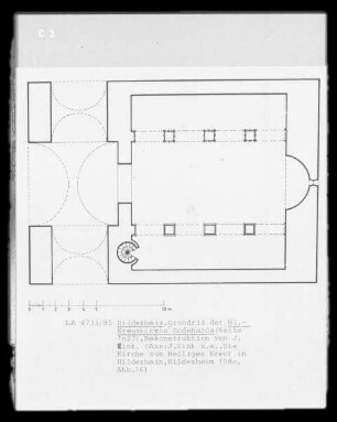 Grundriss der Hl. Kreuz-Kirche Godehards (Weihe 1027)