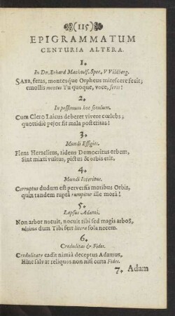 Epigrammatum Centuria Altera.