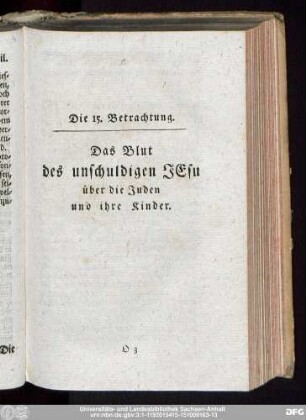 Die 15. Betrachtung. Das Blut des unschuldigen Jesu über die Juden und ihre Kinder.