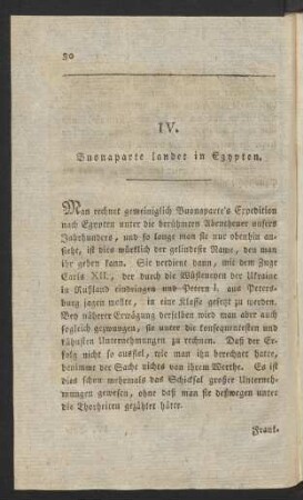 IV. Buonaparte landet in Egypten