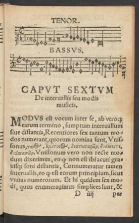 Caput Sextum De intervallis seu modis musicis.