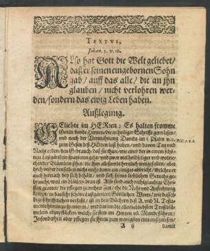 Textus. Johan. 3. v. 16.