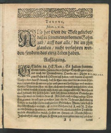 Textus. Johan. 3. v. 16.
