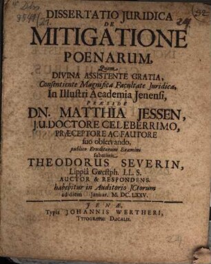 Diss. iur. de mitigatione poenarum