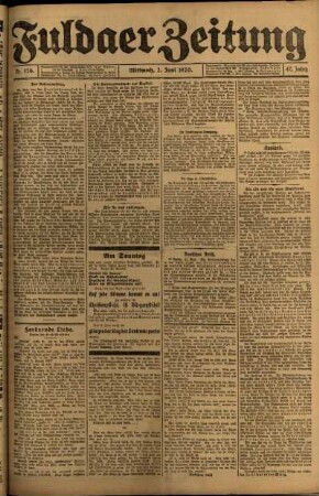 Erste Ausgabe vom Mittwoch, den 02. Juni 1920.