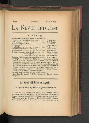 Le Service Militaire en Algérie. La réponse d'un Algérien à la presse allemande.