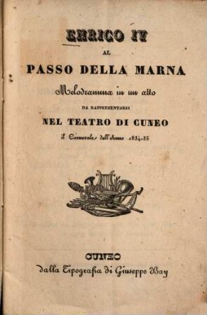 Enrico IV al passo della Marna : Melodramma in un atto