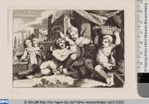 Putti und Kinder mit Körben