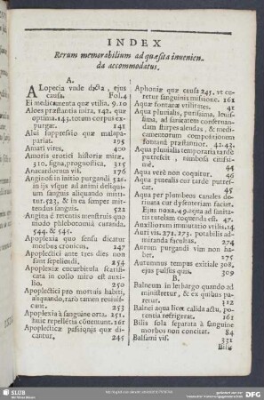 Index Rerum memorabilium ad quaesita inuenienda accommodatus