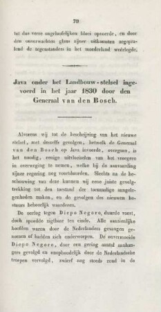 Java onder het landbouw-stelsel ingevoerd in het jaar 1830 door den Generaal van den Bosch