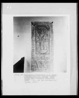 Grabstein des Pfarrers Neukirch, gestorben 1526