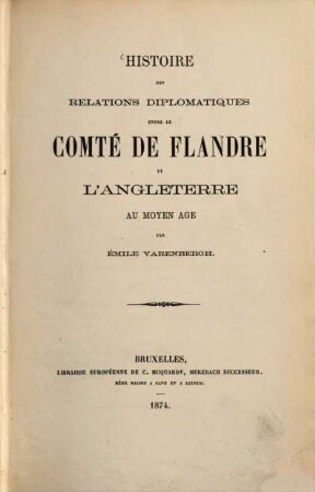 Histoire des relations diplomatiques entre le Comté de Flandre et l'Angleterre au moyen âge
