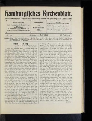Nr. 14. Hamburg, 4. April 1915. 12. Jahrgang.