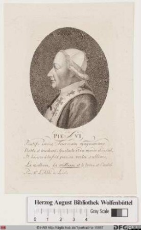Bildnis Papst Pius VI. (Giovanni Angelo conte Braschi) (reg. 15. 2. 1775 - 29. 8. 1799)