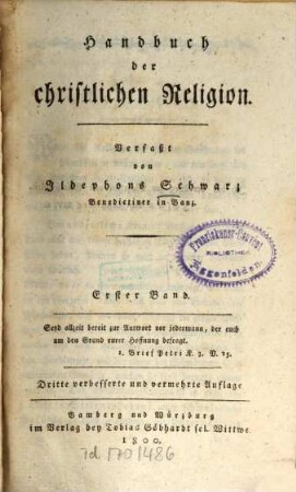 Handbuch der christlichen Religion. 1