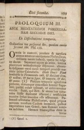 189-197, Proloquium III. Ante Meditationem Pomeridianam Secundae Diei.