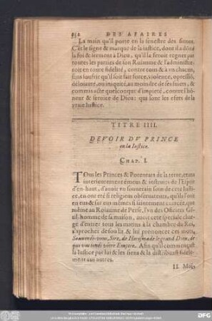Titre IIII. Devoir Du Prince en la Iustice.