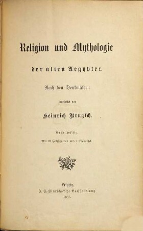 Religion und Mythologie der alten Aegypter : Nach den Denkmälern, 1