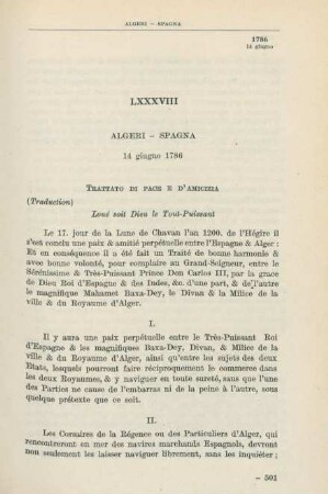 LXXXVIII Algeri - Spagna 14 giugno 1786