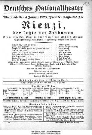 Rienzi, der Letzte der Tribunen