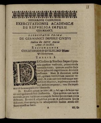 Exercitatio Prima De Germanici Imperii Civibus