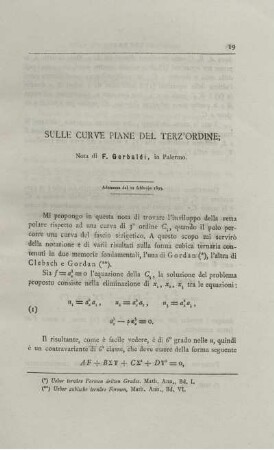 Sulle curve piane del terz´ordine.