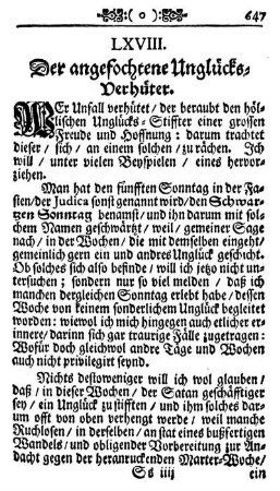 LXVIII. Der angefochtene Unglücks-Verhüter