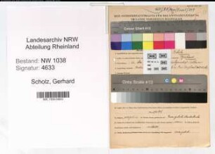 Entnazifizierung Gerhard Scholz , geb. 22.05.1899 (Haendler)