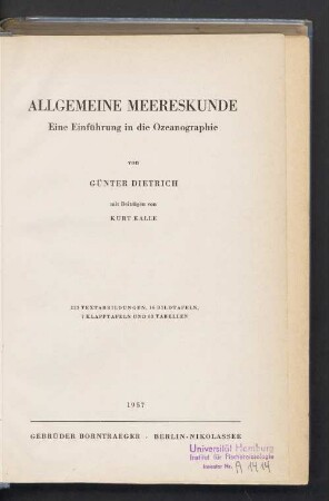Allgemeine Meereskunde : eine Einführung in die Ozeanographie