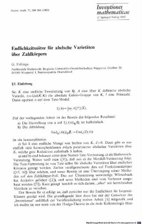 Endlichkeitssätze für abelsche Varietäten über Zahlkörpern