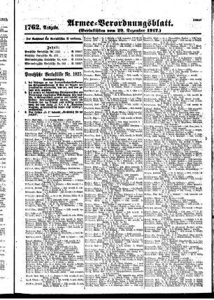 1762. Ausgabe. Samstag, 29. Dezember 1917