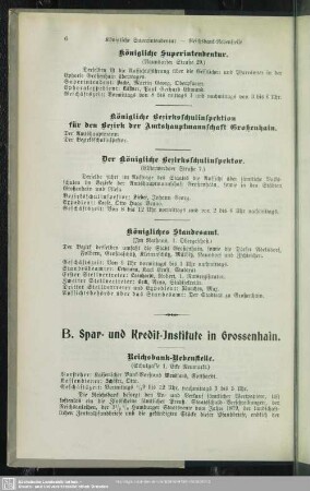 B. Spar- und Kredit-Institute in Grossenhain