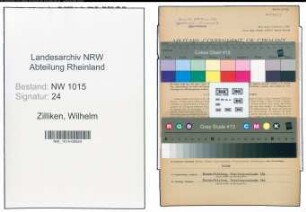 Entnazifizierung Wilhelm Zilliken , geb. 19.04.1903 (Kaufmaennischer Angestellter)