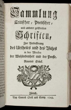 9: Sammlung critischer, poetischer und anderer geistvollen Schriften