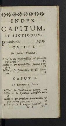 Index capitum, et sectionum.