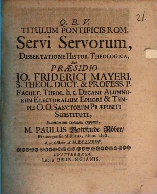 Titulum pontificis Romani Servi Servorum