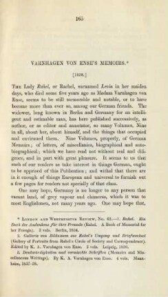 Varnhagen von Ense's Memoirs