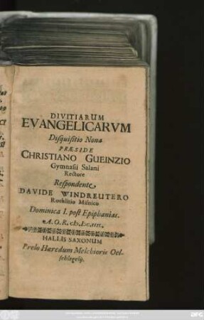 Divitiarum Evangelicarum Disquisitio Nona