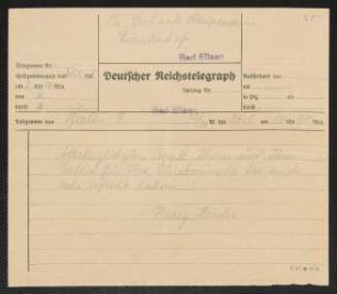 Brief von Harry Kessler an Gerhart Hauptmann