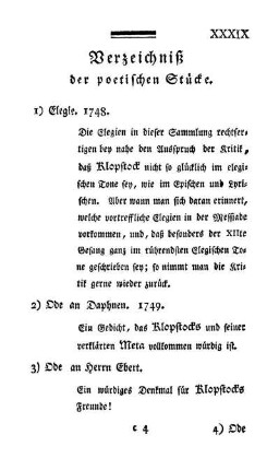 Verzeichniß der poetischen Stücke