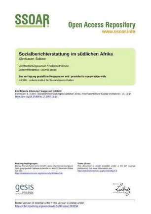 Sozialberichterstattung im südlichen Afrika