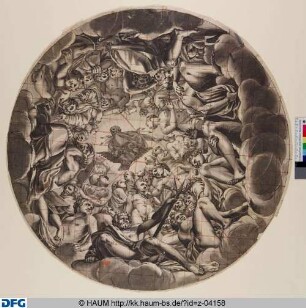 Entwurf zu einem kreisrunden Deckengemälde: Jupiter, Neptun und Pluto auf Wolken