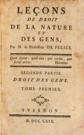 Leçons De Droit De La Nature Et Des Gens, 1,2. Droit De La Nature ; Seconde Partie
